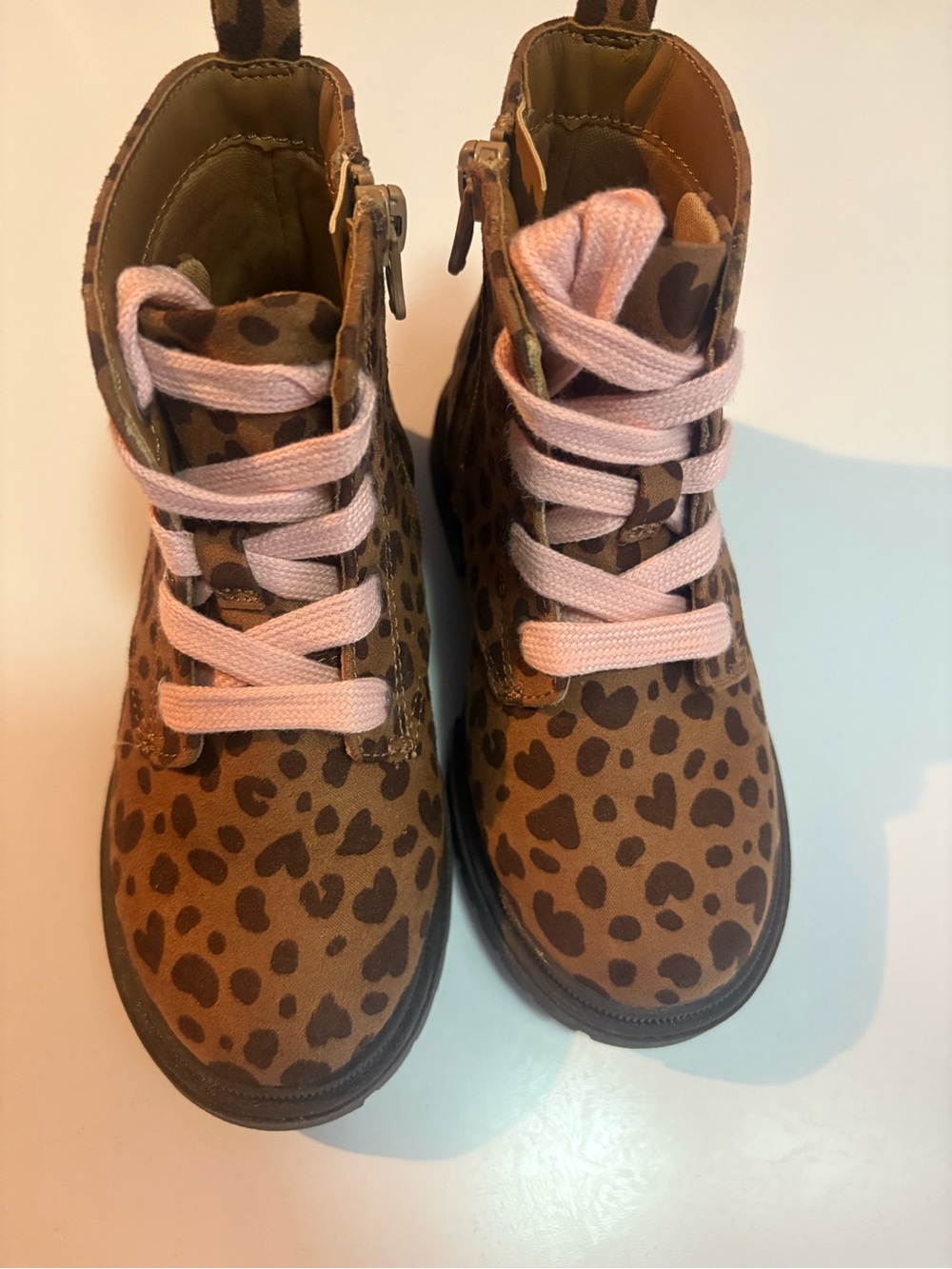 Cat & Jack Amaya Toddler Girls Leopard Heart Print Combat Boots Size 10C